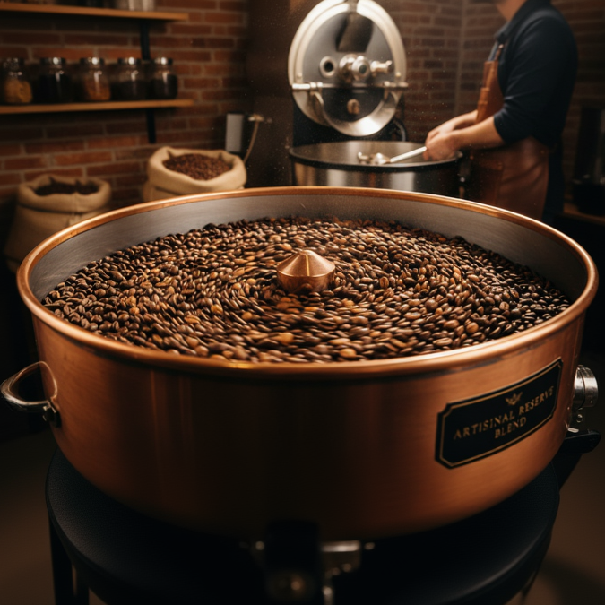 Coffee being blended to make a new blend